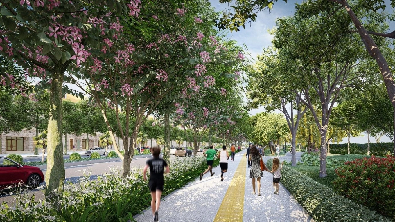 SJ Group làm vỉa hè rộng tới 7,5 m tại Vista Nam An Khánh